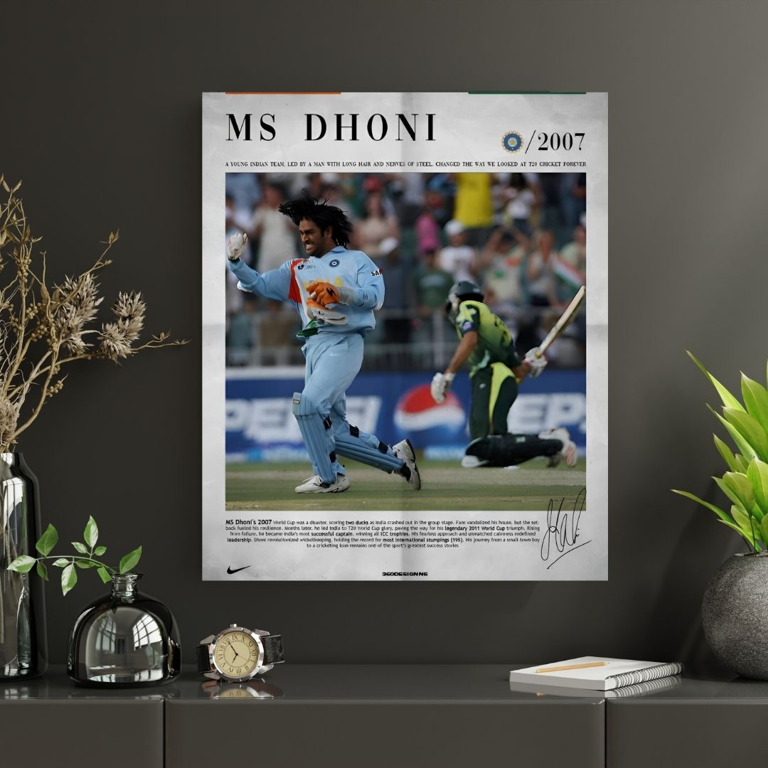 MS DHONI 2007 | Premium Poster | #1 | Cricket Legend poster