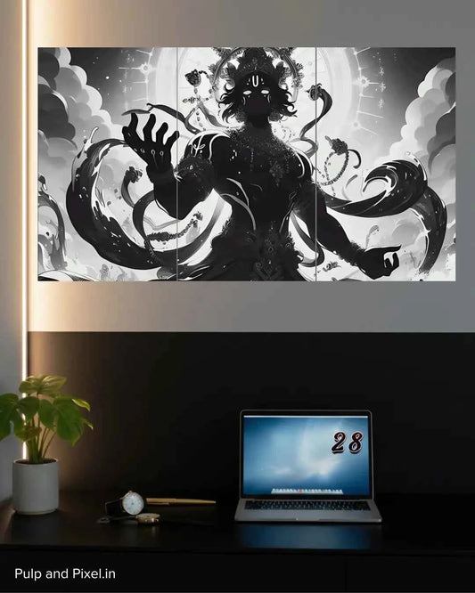 Lord Krishna 3-Split poster | Premium Devotional Poster|