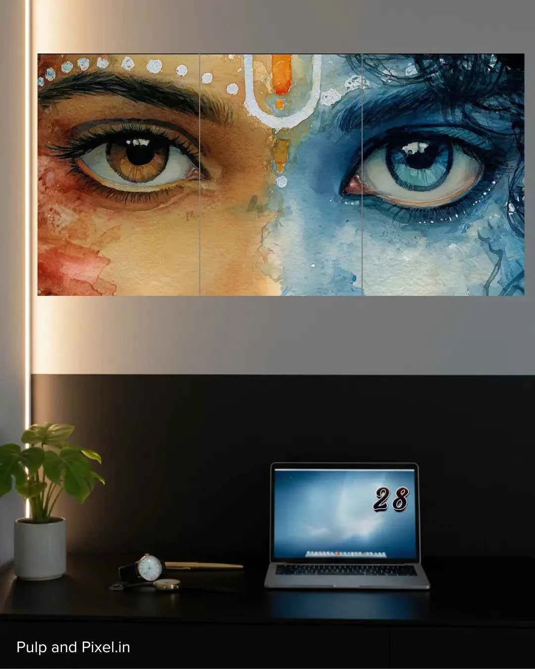 Radha-Krishna 3-Split poster |#2|  Premium Devotional Poster|