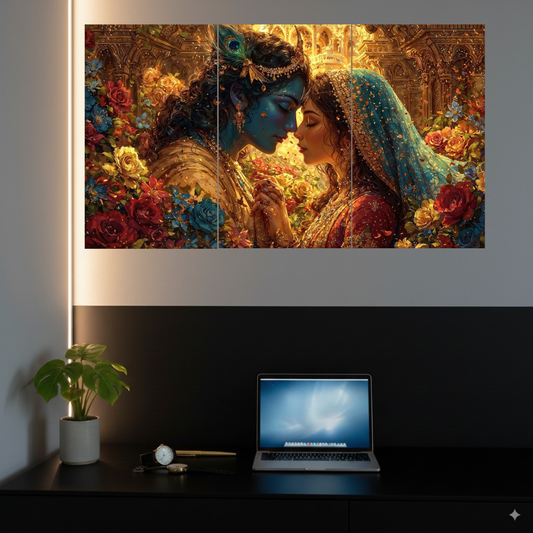 Radha-Krishna 3-Split poster | Premium Devotional Poster|