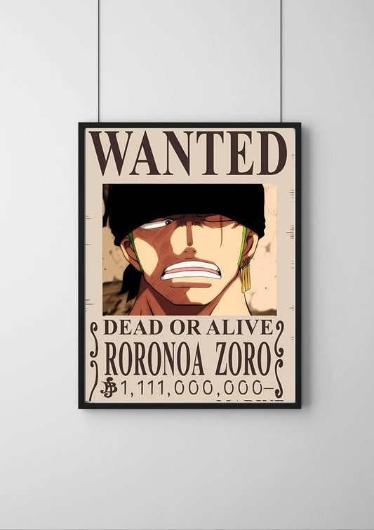 One Piece Wanted Poster |ZORO one piece Bounty Poster #2