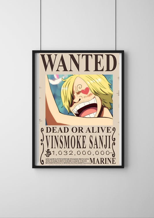 One Piece Wanted Poster | Vinsmoke Sanji one piece Bounty Poster