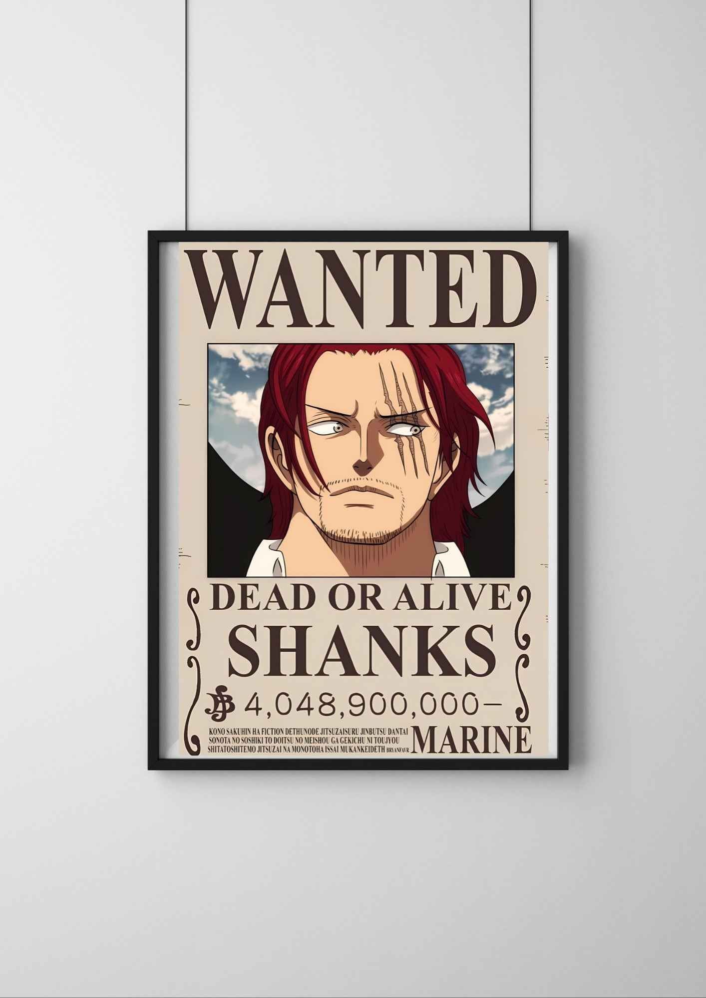 One Piece Wanted Poster | SHANKS one piece Bounty Poster