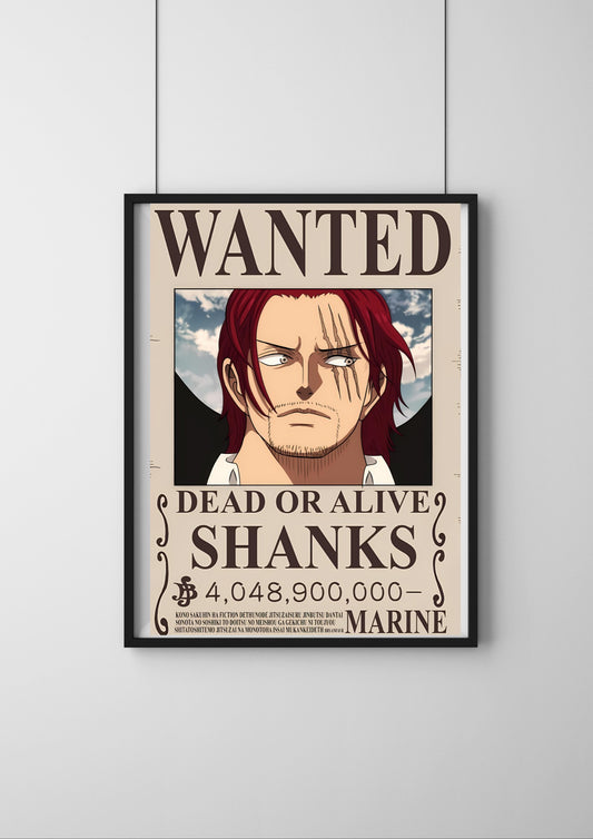 One Piece Wanted Poster | SHANKS one piece Bounty Poster