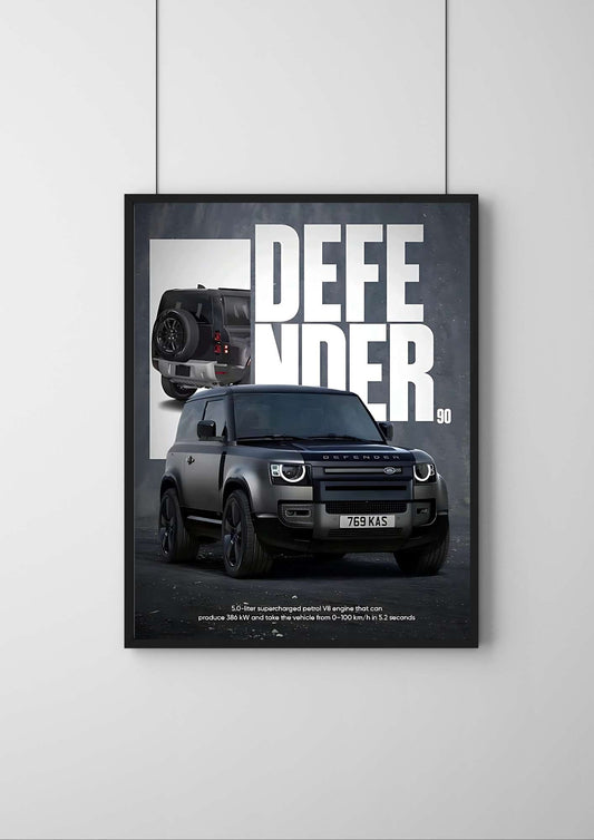 Land Rover Defender Black  |#1 | - Premium Car Poster